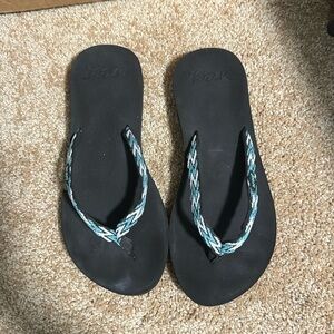 Reef Blue and White Chevron Rubber Flip flops